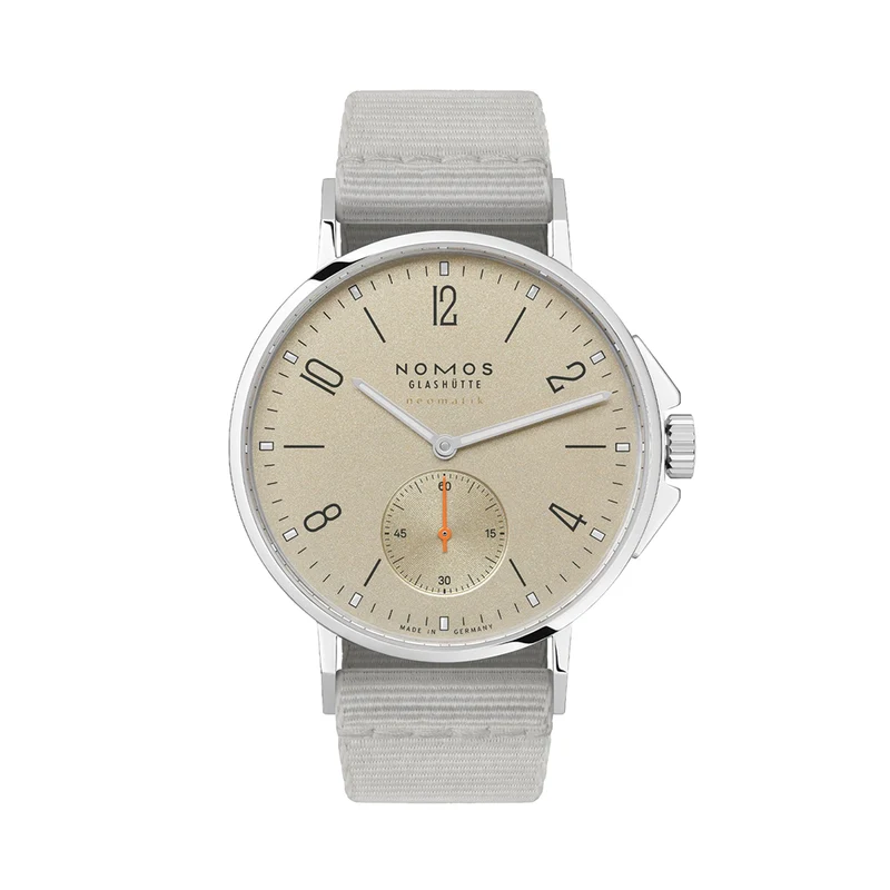 Ahoi Neomatik "Sand" Steel Back 36mm - Beige on Fabric Strap
