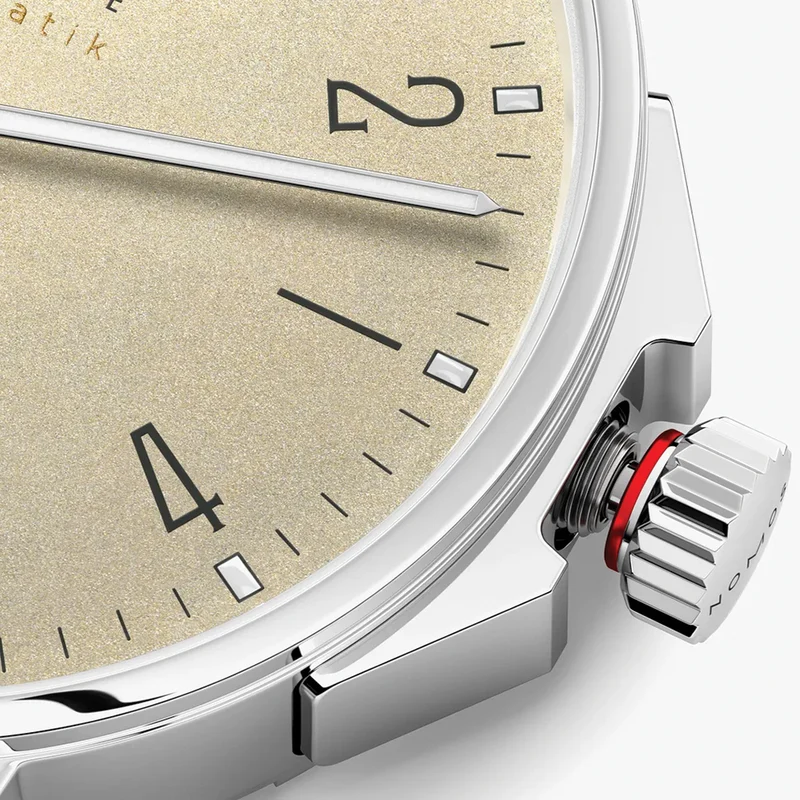 Ahoi Neomatik "Sand" Sapphire Back 36mm - Beige on Fabric Strap