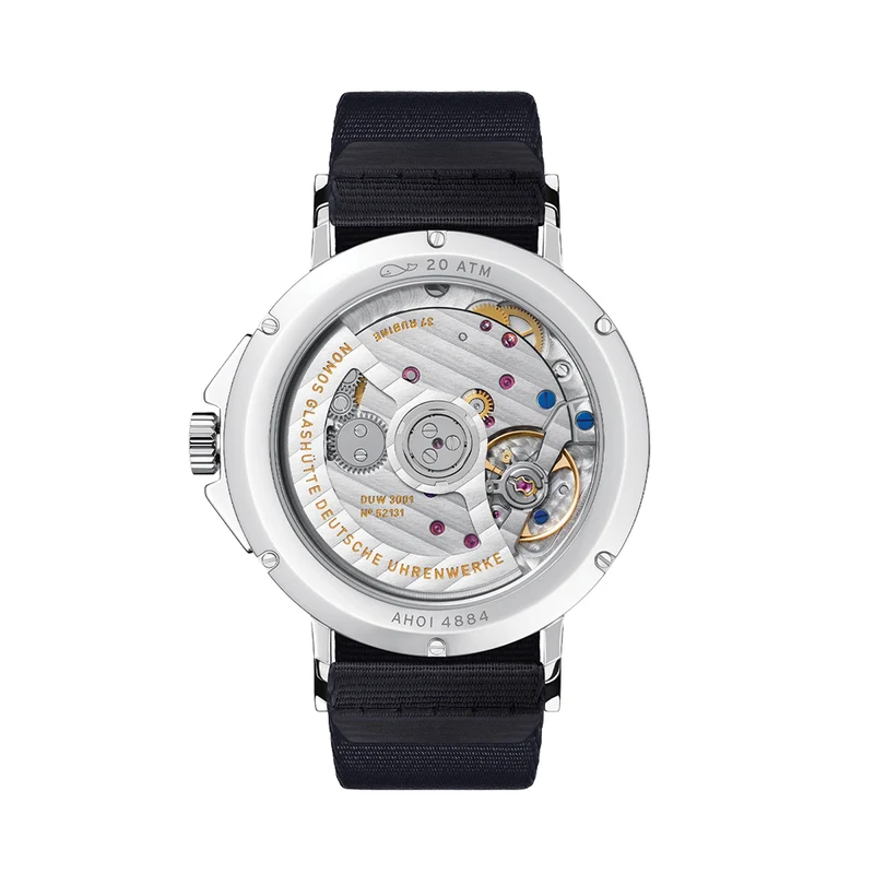 Ahoi Neomatik "Sky" Sapphire Back 36mm - Blue on Fabric Strap