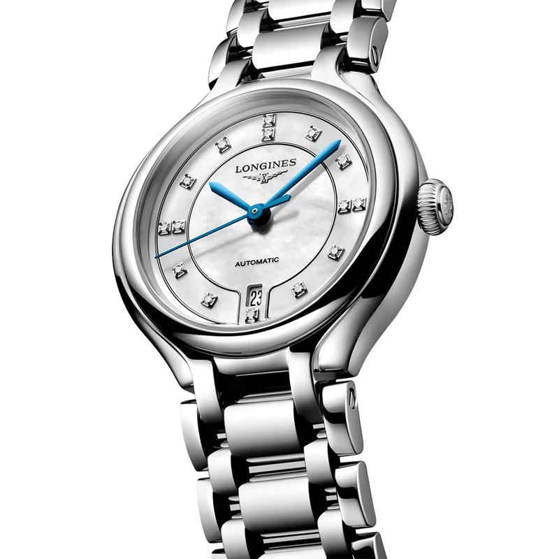 Primaluna 30mm - White, Mother-of-Pearl, Diamond-Set on Bracelet