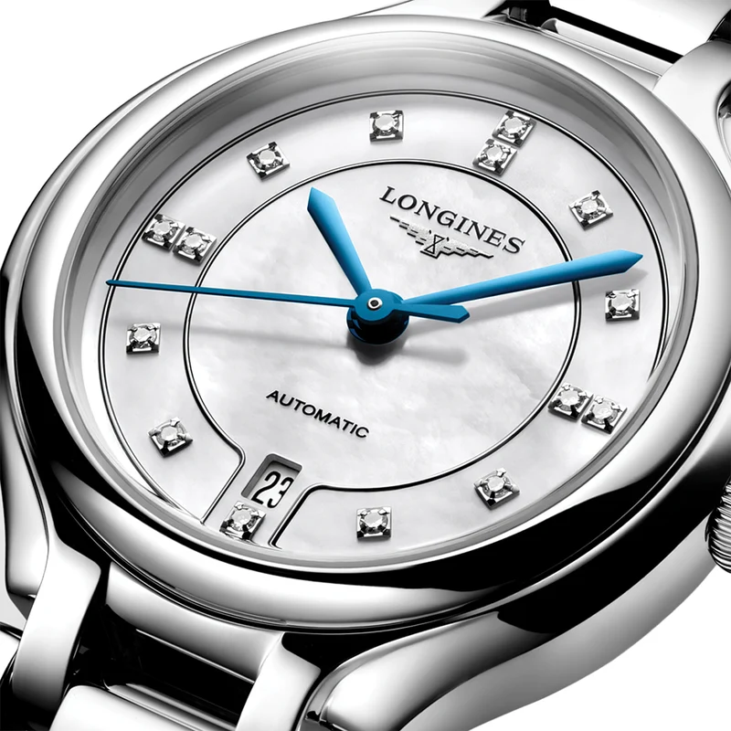 Primaluna 30mm - White, Mother-of-Pearl, Diamond-Set on Bracelet