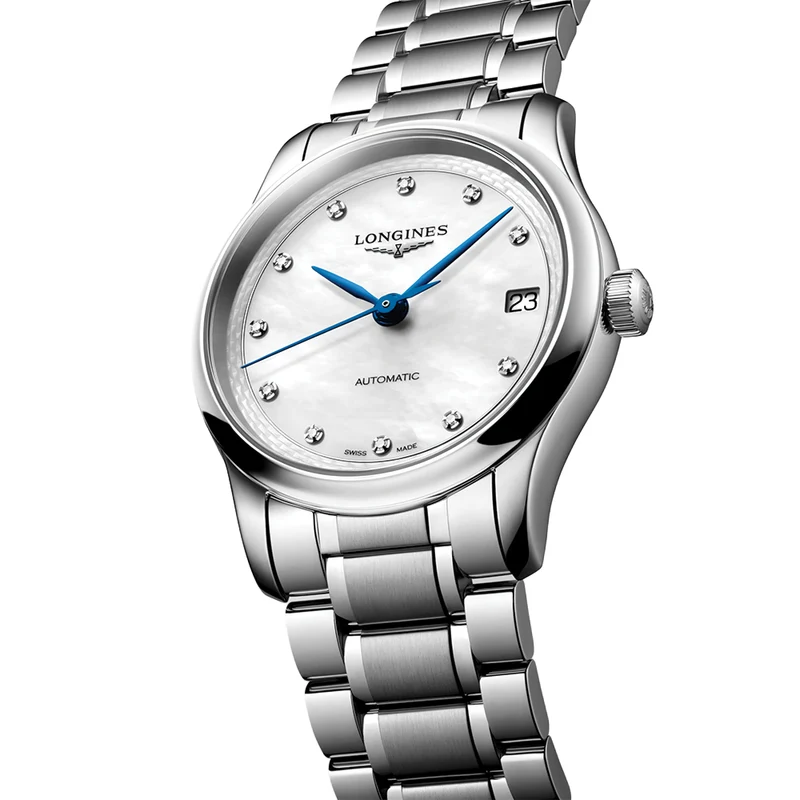 Master Collection 34mm - White, Mother-of-Pearl, Diamond-Set on Bracelet