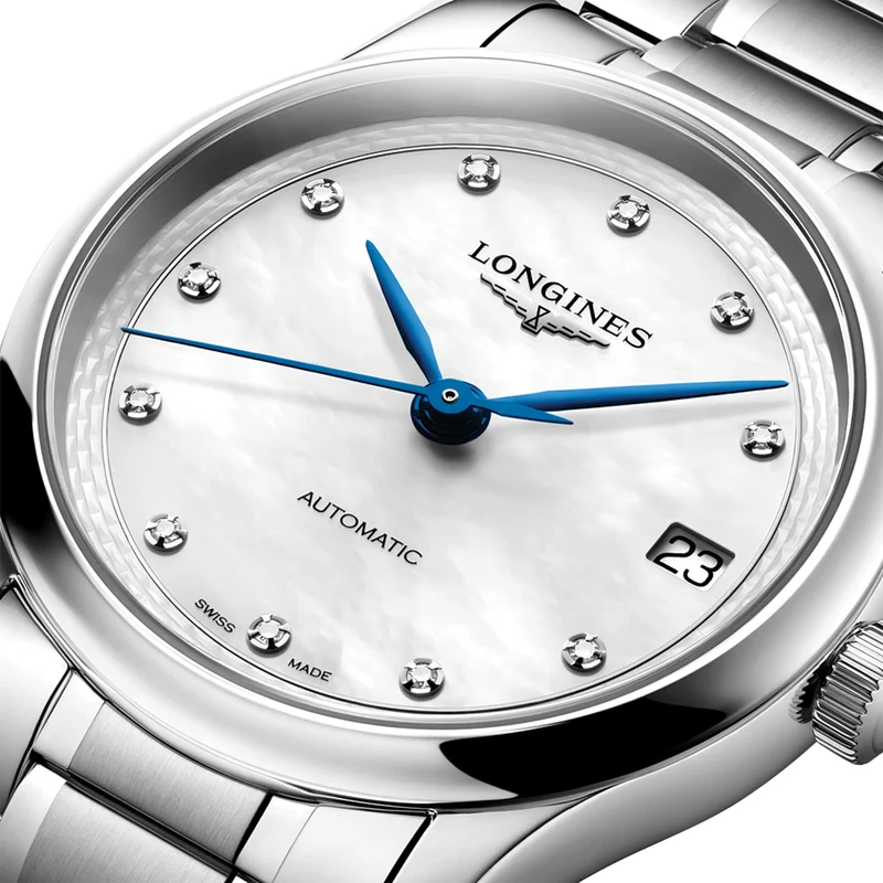Master Collection 34mm - White, Mother-of-Pearl, Diamond-Set on Bracelet