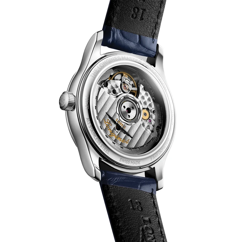 Master Collection 34mm - White, Mother-of-Pearl, Diamond-Set on Leather Strap