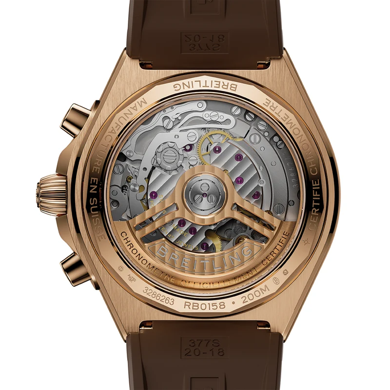 Chronomat B01 Automatic Panda Dial 18K Red Gold 42mm - "Chocolat" Brown on Rubber Strap