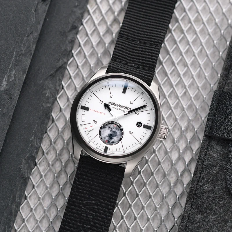 H Averau Moonphase "Big Moon" 39mm - White Full Lume on Fabric Strap