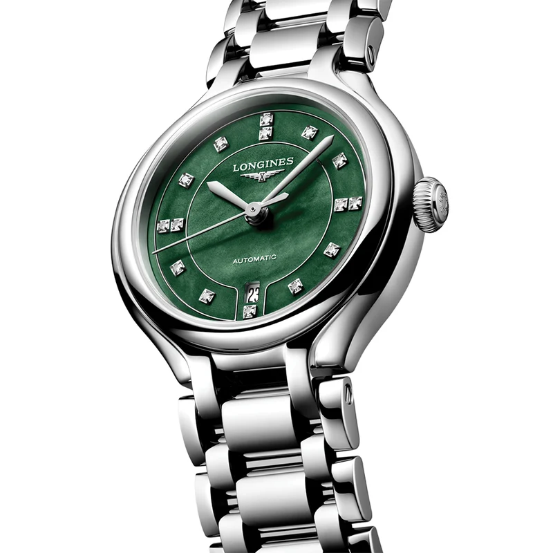 Primaluna 30mm - Green, Mother-of-Pearl, Diamond-Set on Bracelet