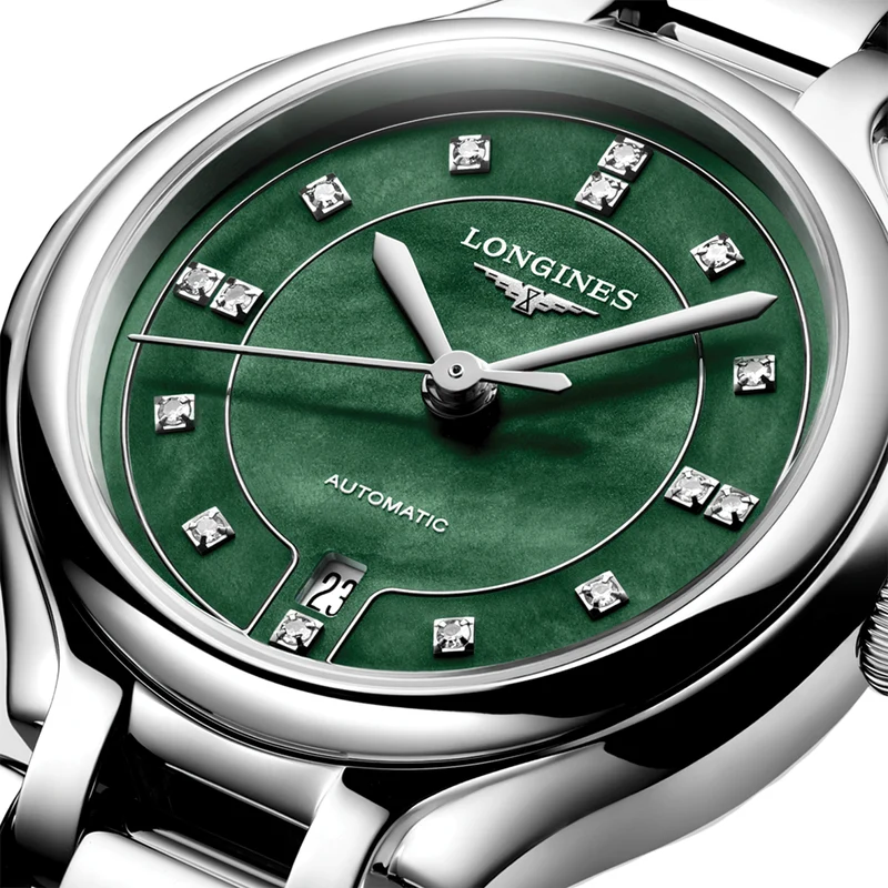 Primaluna 30mm - Green, Mother-of-Pearl, Diamond-Set on Bracelet