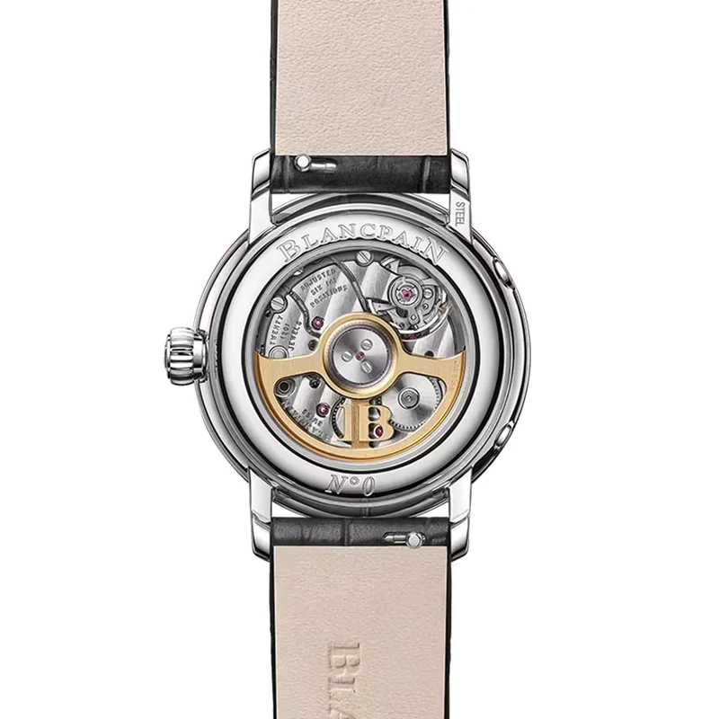 Villeret Phases de Lune 29.2mm - Gold-Toned Opaline, Diamond-Set on Leather Strap