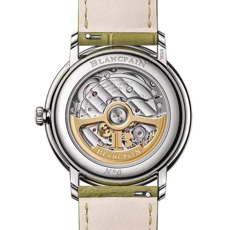 Villeret Ultraplate 38mm - Gold-Toned Opaline, Yellow Gold Accents on Leather Strap