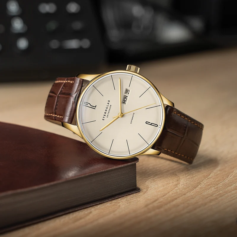Berlin Automatic PVD Gold 38mm - Sepia on Leather Strap