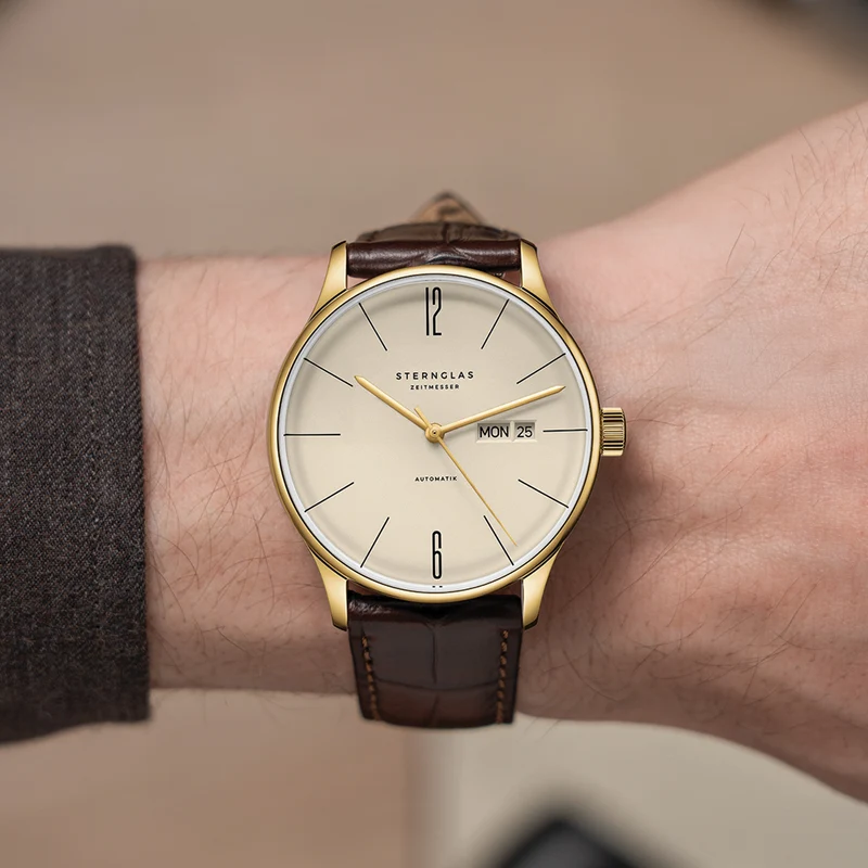 Berlin Automatic PVD Gold 38mm - Sepia on Leather Strap
