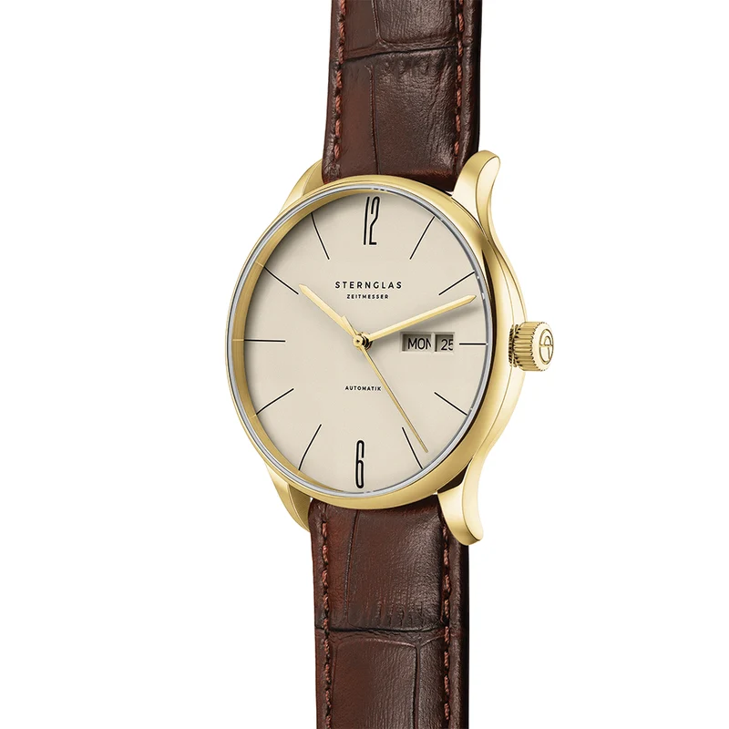 Berlin Automatic PVD Gold 38mm - Sepia on Leather Strap