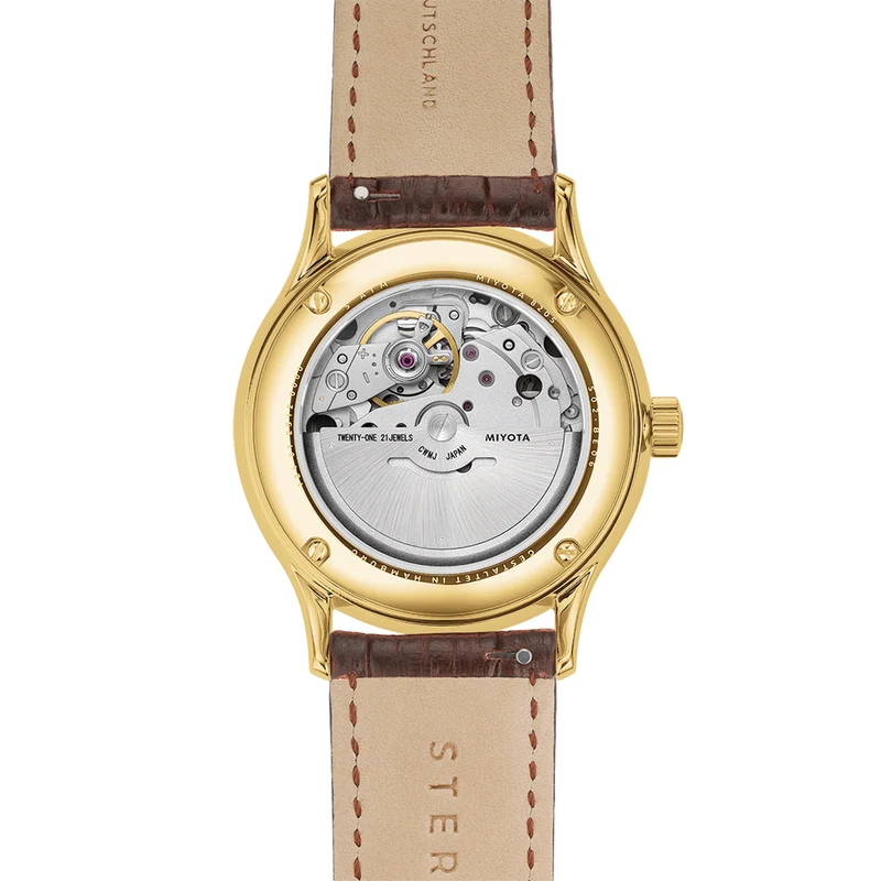 Berlin Automatic PVD Gold 38mm - Sepia on Leather Strap