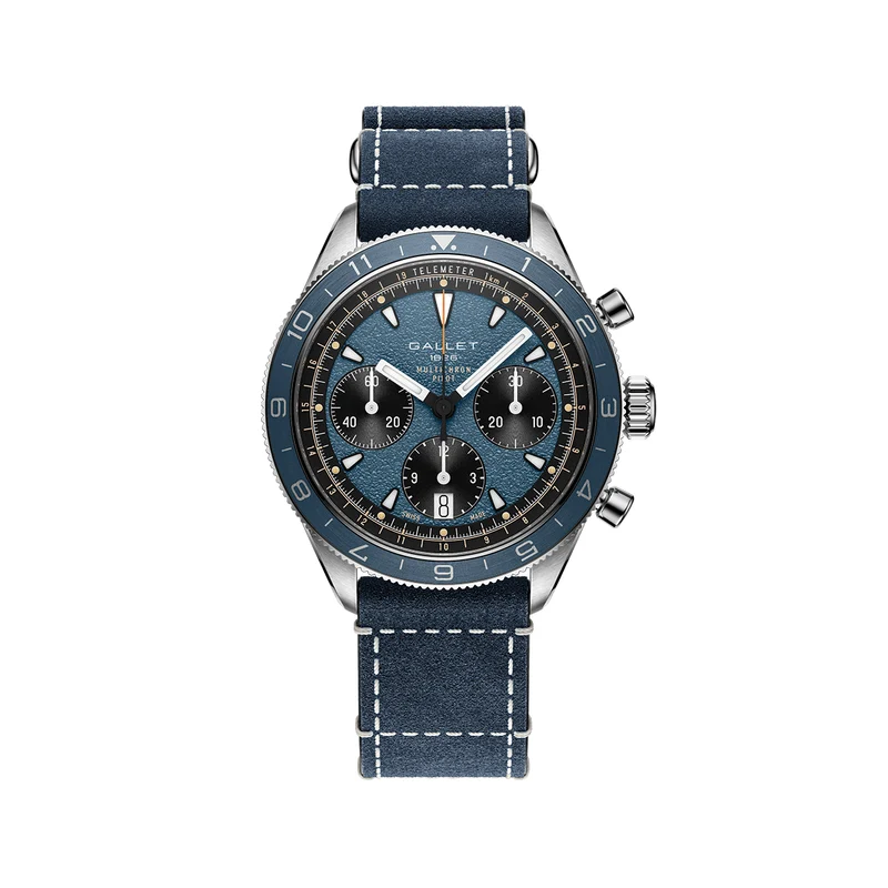 Multichron Pilot Chronograph 42mm - Blue on Leather Strap