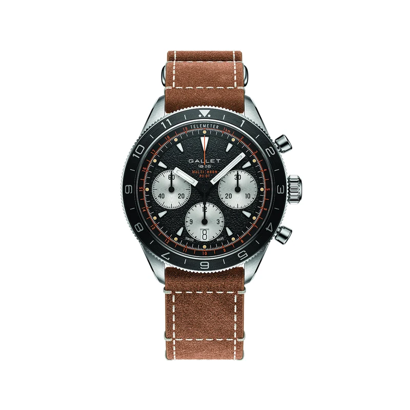 Multichron Pilot Chronograph 42mm - Black on Leather Strap
