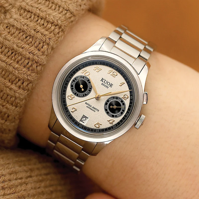 ROYAL SMITH Panda x Grainy Finish 35mm - Ivory on Flat-Link Bracelet