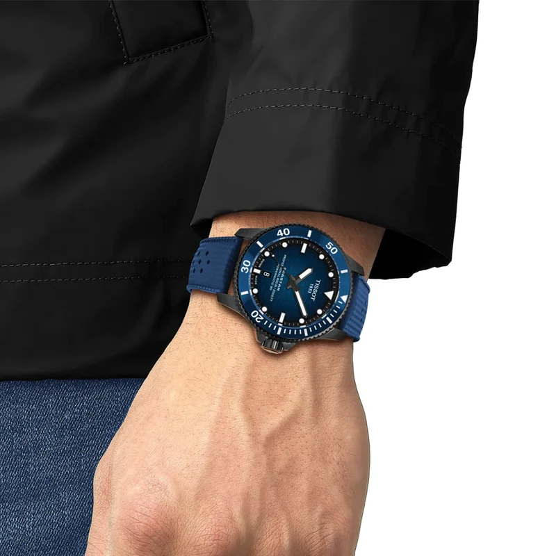Seastar 2000 Professional Powermatic 80 Black PVD 44mm - Blue on Rubber Strap