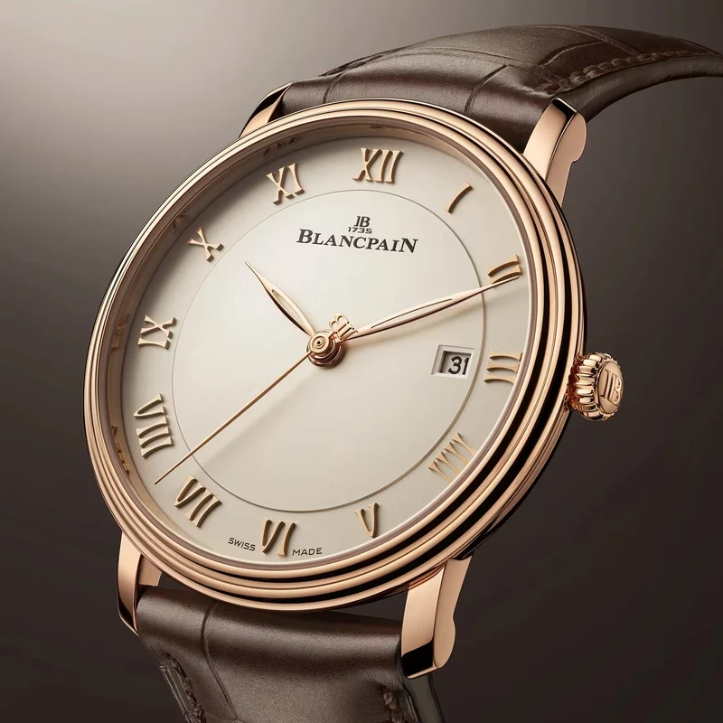 Villeret Ultraplate Red Gold 40mm - White on Leather Strap
