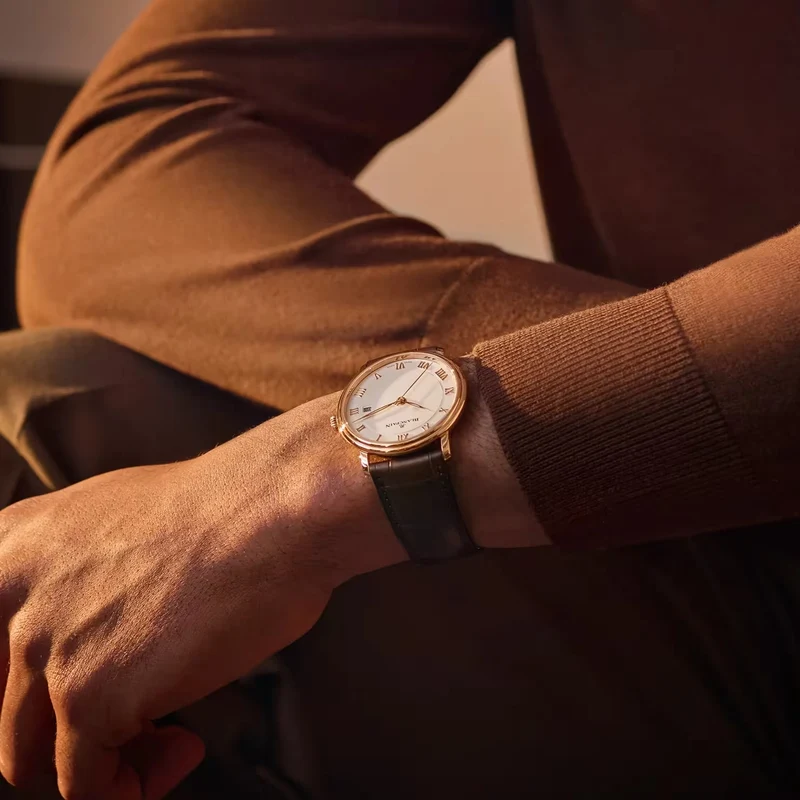 Villeret Ultraplate Red Gold 40mm - White on Leather Strap