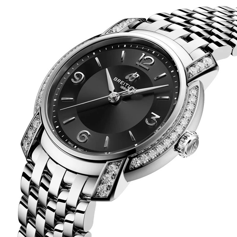 Lady Premier 32mm - Black w/ Diamonds on Bracelet
