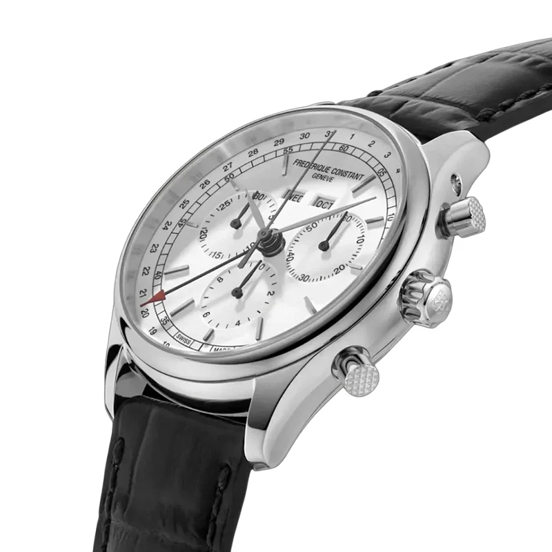 Classics Quartz Chronograph Triple Calendar 40mm - White on Leather Strap