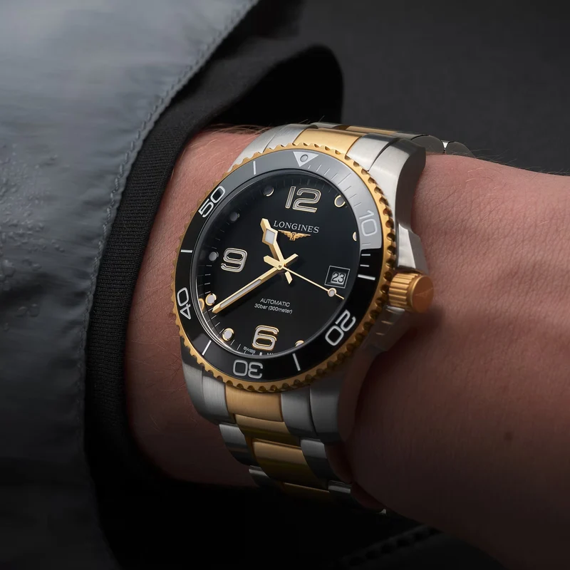 HydroConquest Ceramic Bezel Two-Tone 41mm - Black on Bracelet