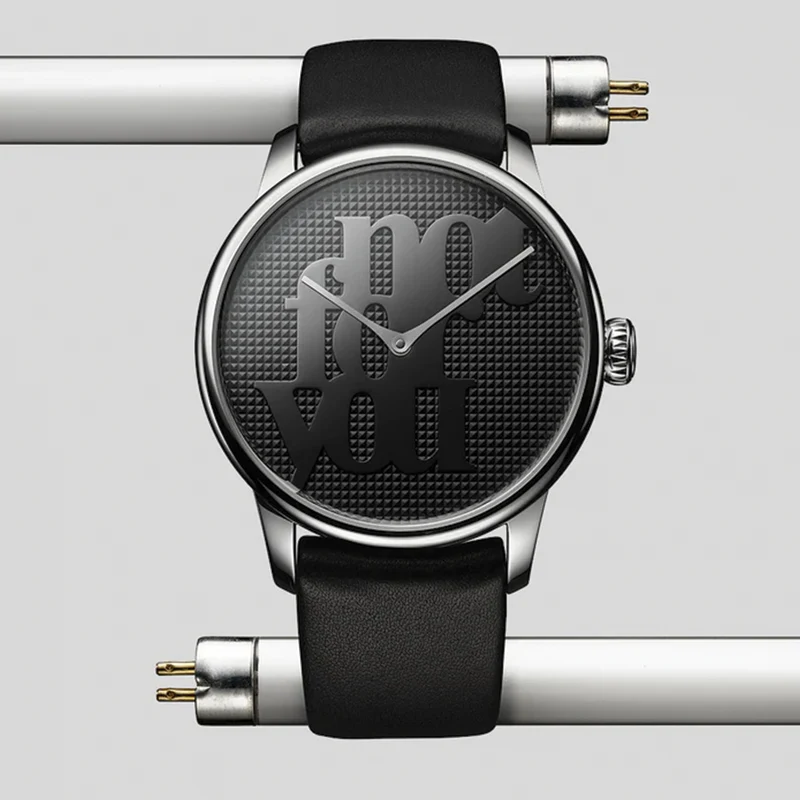 Louis Erard x Monica Bonvicini "Not For You" Limited Edition 39mm - Black on Leather Strap