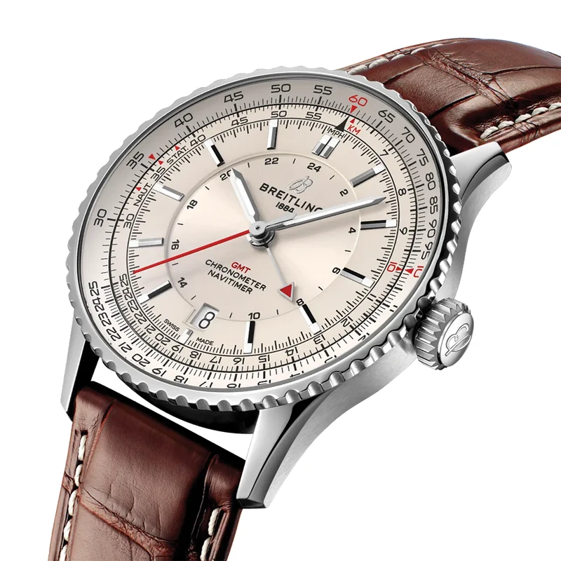 Navitimer Automatic GMT 41mm - Beige on Leather Strap