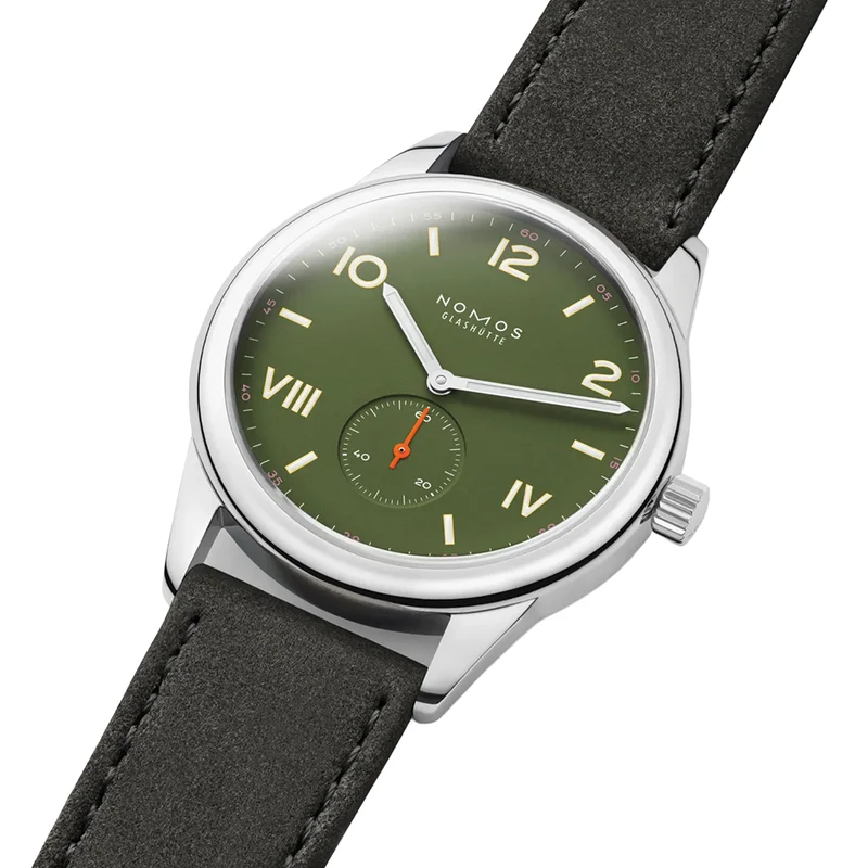 Club Campus Steel Back 38.5mm - Olive on Leather Strap