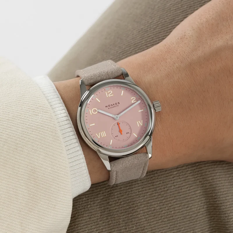 Club Campus Glass Back 36mm - Rose on Leather Strap