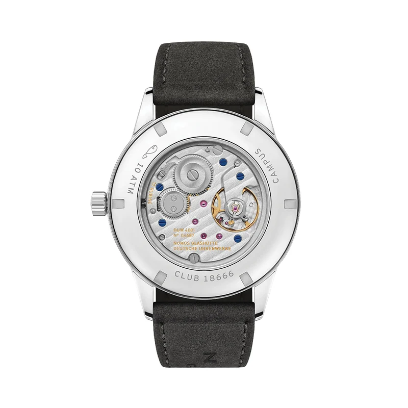 Club Campus Glass Back 38.5mm - Olive on Leather Strap