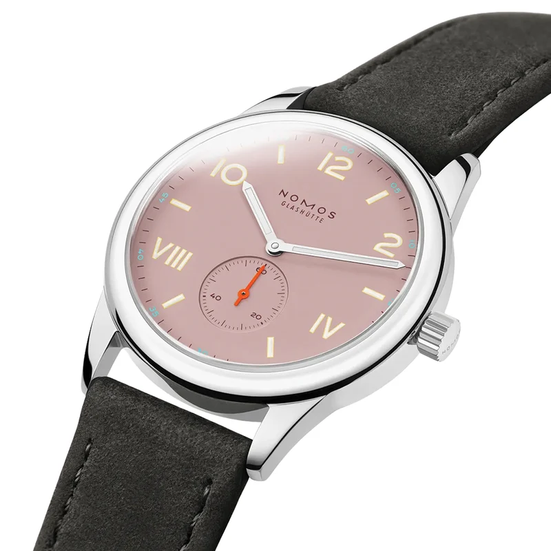 Club Campus Glass Back 38.5mm - Rose on Leather Strap