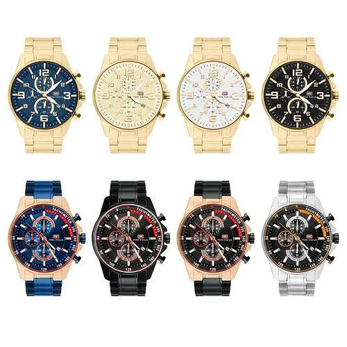 Herren Uhr Edelstahl Sport Chronograph Männer Armbanduhr Stoppuhr Wasserdicht
