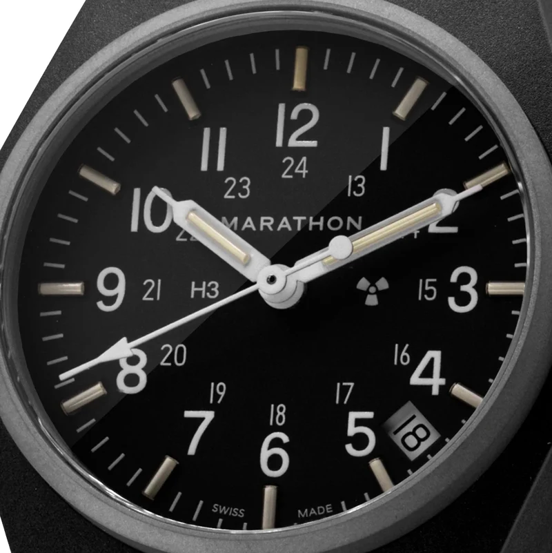 GPQ-D Standard-Issue Tritium Field Quartz Type II 34mm - Black on Fabric Strap