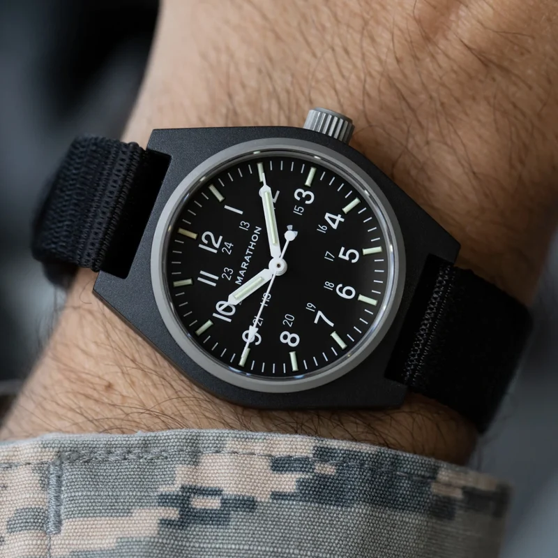 GPM Standard-Issue Tritium Field Mechanical Type II 34mm - Black on Fabric Strap