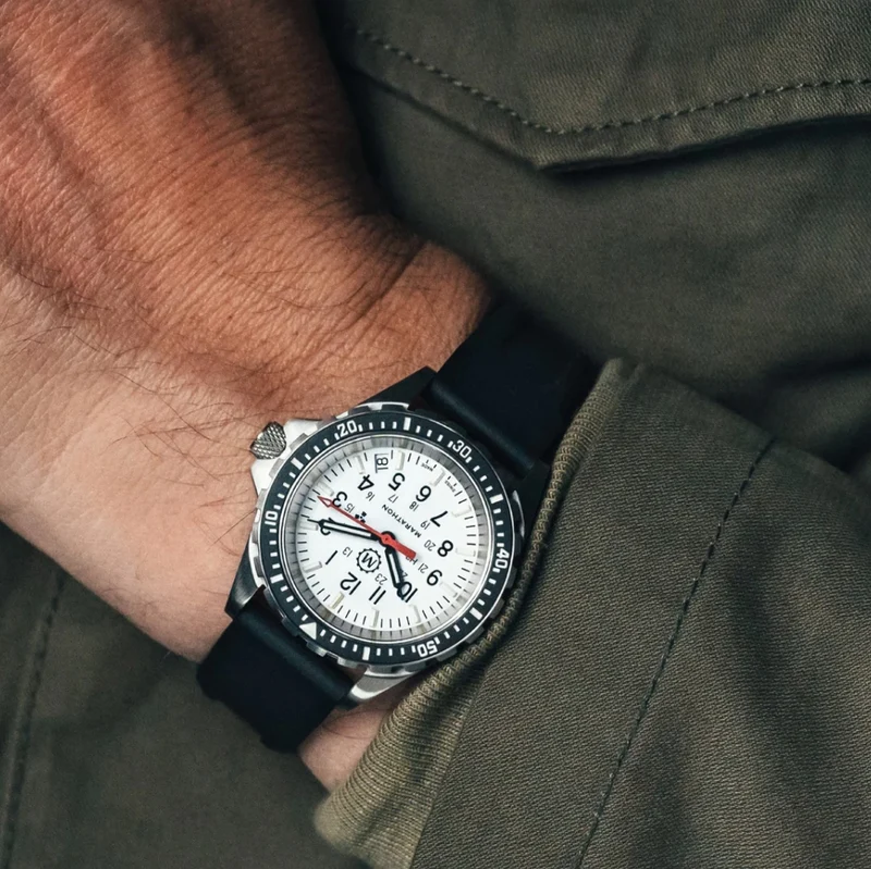 MSAR® Arctic Edition Tritium Diver's Quartz Type II 36mm - White on Rubber Strap