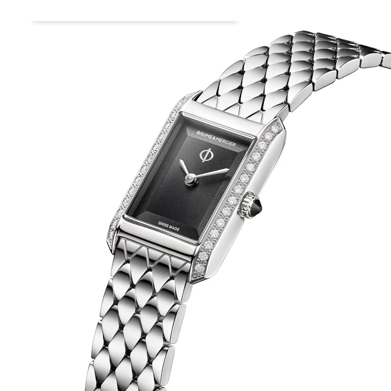 Hampton 10862 Quartz 28mm - Black, Diamond-Set on Bracelet