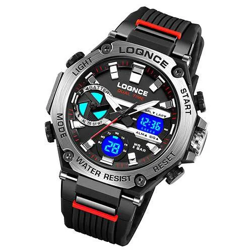 Chronograph Flieger Uhr Herren Digital Armbanduhr Sportuhr Stopp Alarm Licht