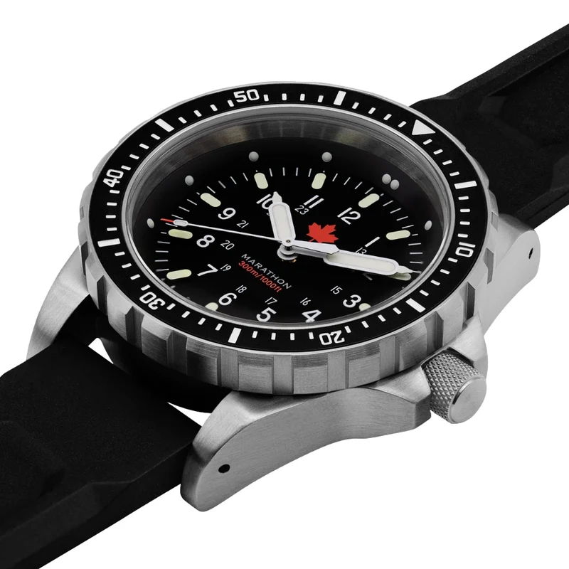 JSAR® Red Maple MaraGlo Diver's Quartz Type II 46mm - Black on Rubber Strap