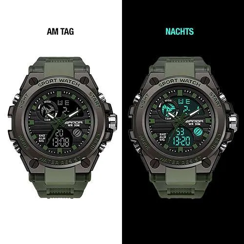 Chronograph Digital Flieger Herren Armbanduhr Sportuhr Stopp Alarm Licht