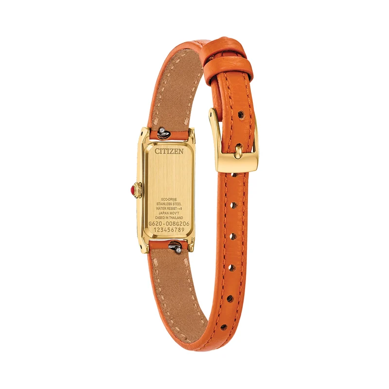 Fio Gold-Tone 30.7mm - White on Orange Leather Strap
