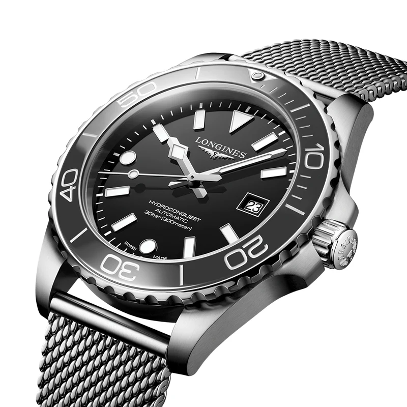 HydroConquest 42mm - Black on Mesh Bracelet