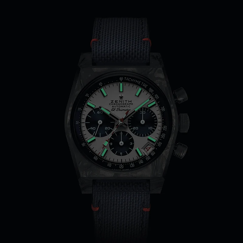 Chronomaster Revival Liberty II Limited Edition Black Carbon 37mm - White on Rubber Strap