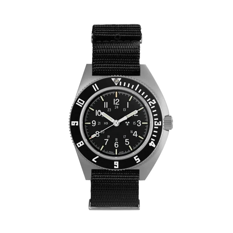 SSNAV No Date 41mm - Black on Nylon Defense Standard Strap