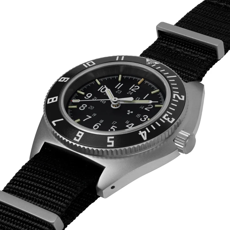 SSNAV No Date 41mm - Black on Nylon Defense Standard Strap