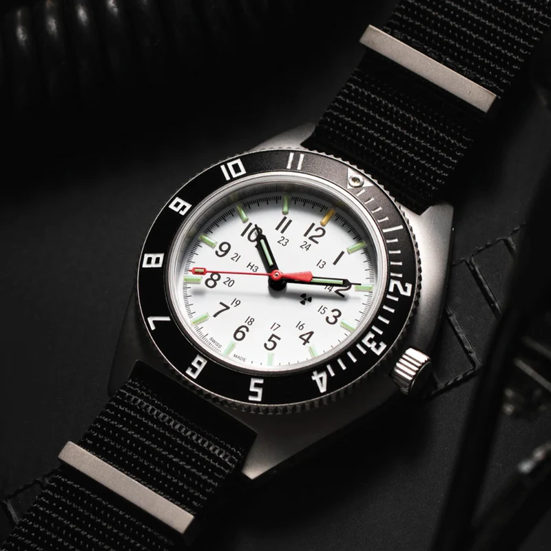 SSNAV No Date Arctic Edition 41mm - White on Nylon Defense Standard Strap