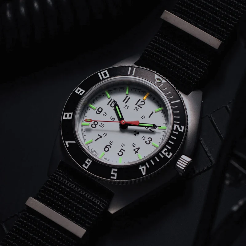 SSNAV No Date Arctic Edition 41mm - White on Nylon Defense Standard Strap