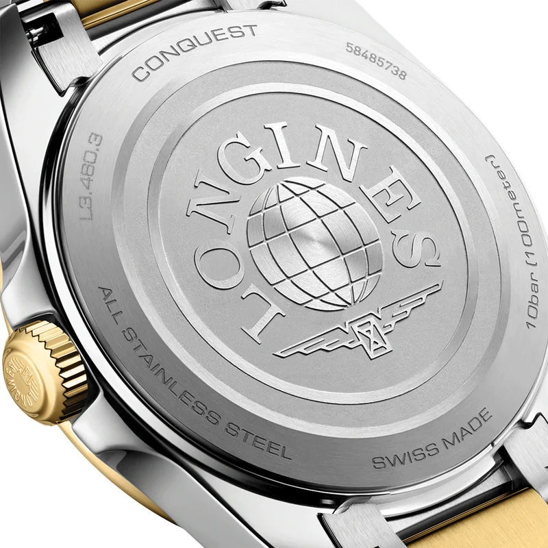 Conquest Quartz Yellow PVD Two-Tone 34mm - White on Bracelet
