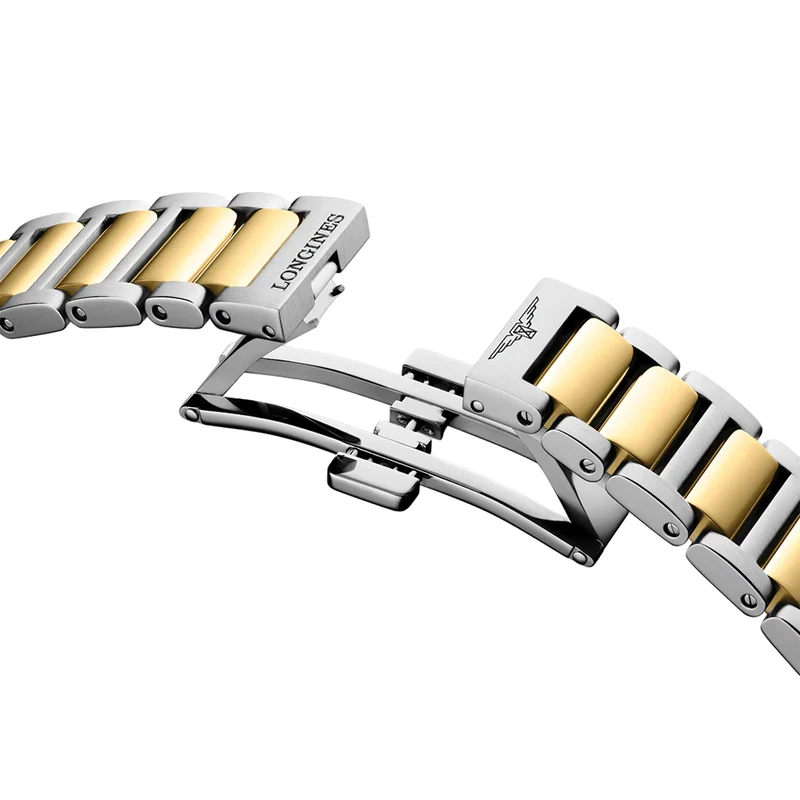 Conquest Quartz Yellow PVD Two-Tone 34mm - White on Bracelet